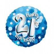 Blue Sparkle 21st Birthday Balloon